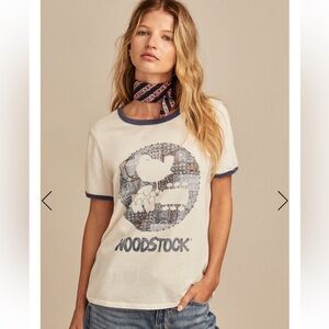 Woodstock Bandana Ringer Graphic TShirt from Lucky Brand. Size Large. Like New.